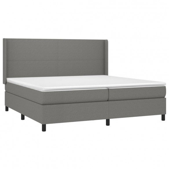 Sommier à lattes de lit avec matelas Gris foncé 200x200cm Tissu