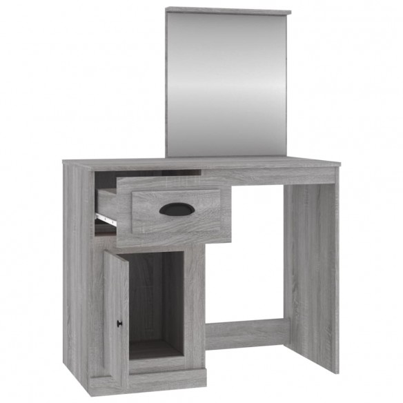 Coiffeuse avec miroir sonoma gris 90x50x132,5cm bois ingénierie