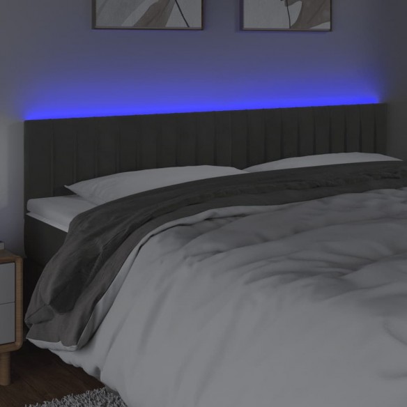 Tête de lit à LED Gris foncé 200x5x78/88 cm Velours