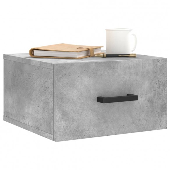 Table de chevet murale gris béton 35x35x20 cm