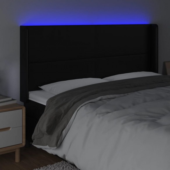 Tête de lit à LED Noir 203x16x118/128 cm Similicuir