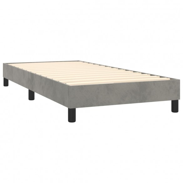 Cadre de lit et matelas Gris clair 100x200cm Velours