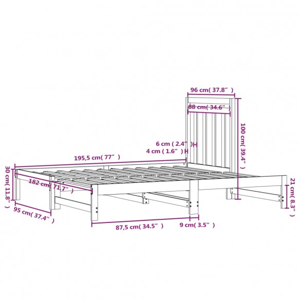 Lit coulissant 2x(90x190) cm Bois de pin massif