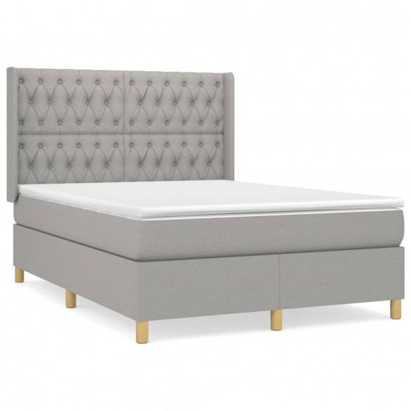 Cadre de lit avec matelas Gris clair 140x200cm Tissu