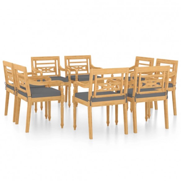 Chaises Batavia 8 pcs avec coussins Bois de teck solide