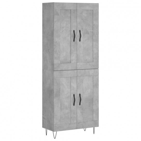 Buffet haut Gris béton 69,5x34x180 cm Bois d'ingénierie