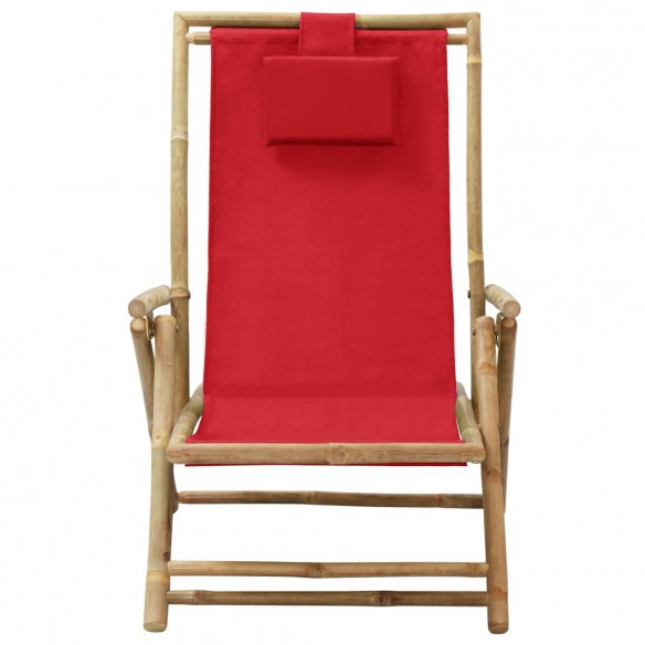 Chaise de relaxation inclinable Rouge Bambou et tissu