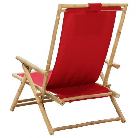 Chaise de relaxation inclinable Rouge Bambou et tissu