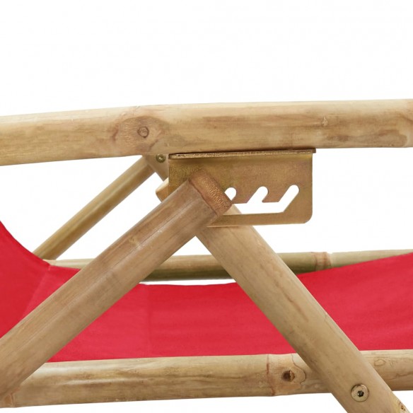 Chaise de relaxation inclinable Rouge Bambou et tissu