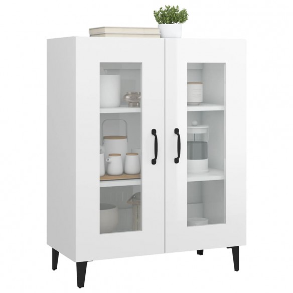 Buffet Blanc brillant 69,5x34x90 cm Bois d'ingénierie