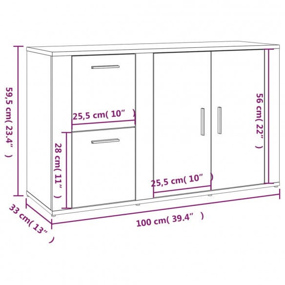 Buffet Chêne sonoma 100x33x59,5 cm Bois d'ingénierie