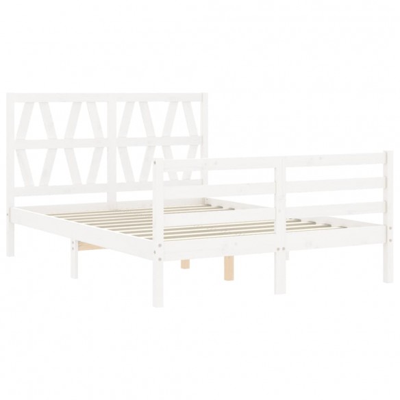 Cadre de lit avec tête de lit blanc 120x200 cm bois massif