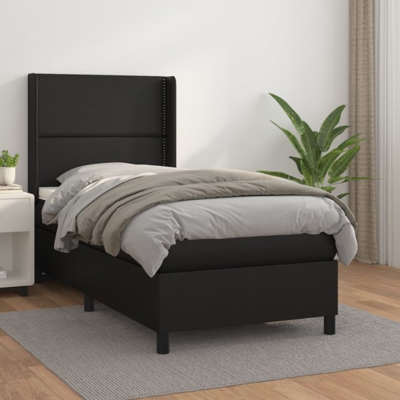 Cadre de lit avec matelas Noir 80x200cm Similicuir