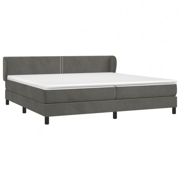 Cadre de lit et matelas Gris foncé 200x200cm Velours