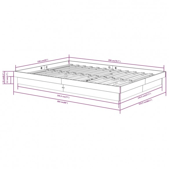 Cadre de lit Blanc Bois massif 150x200 cm Grand