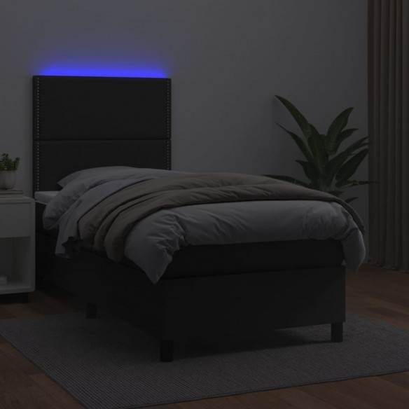 Cadre de lit avec matelas et LED Noir 90x190 cm