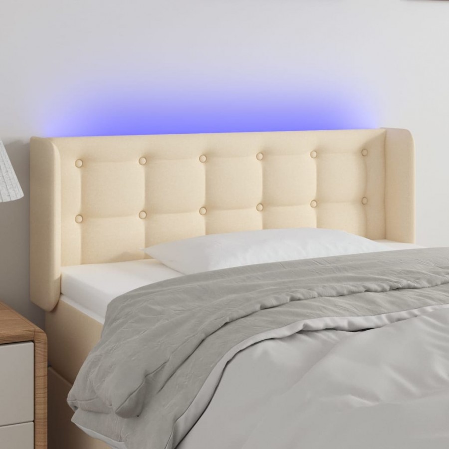 Tête de lit à LED Crème 83x16x78/88 cm Tissu