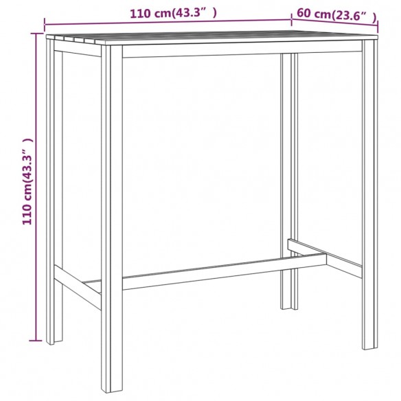 Table de bar 110x60x110 cm Bois de pin imprégné