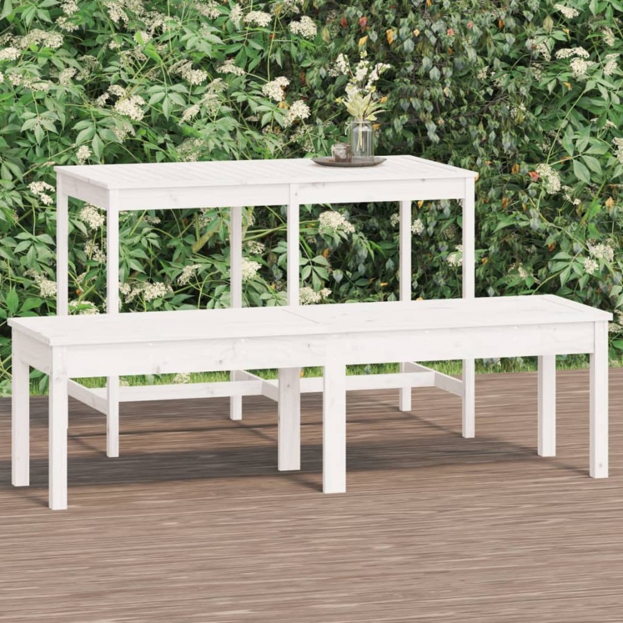 Banc de jardin à 2 places blanc 159,5x44x45 cm bois massif pin