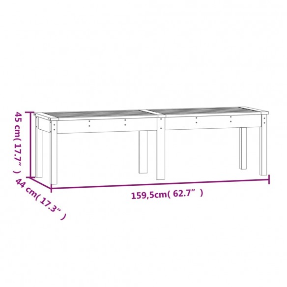 Banc de jardin à 2 places blanc 159,5x44x45 cm bois massif pin