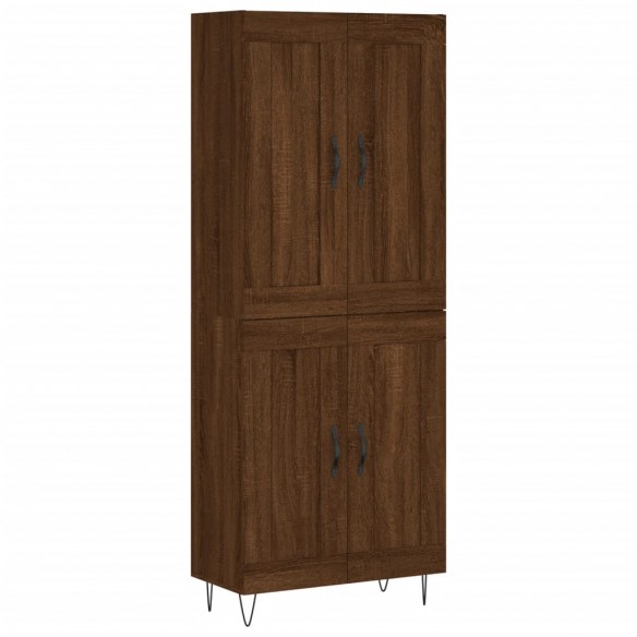 Buffet haut Chêne marron 69,5x34x180 cm Bois d'ingénierie