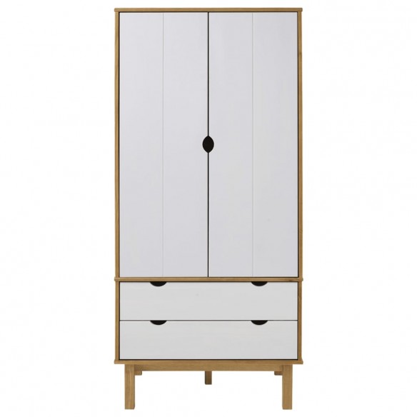 Garde-robe OTTA Marron et blanc 76,5x53x172 cm Bois massif pin