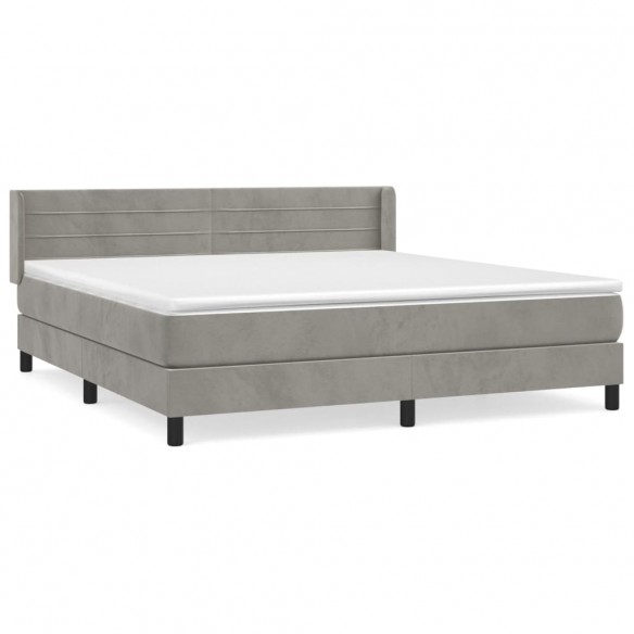 Cadre de lit et matelas Gris clair 160x200cm Velours