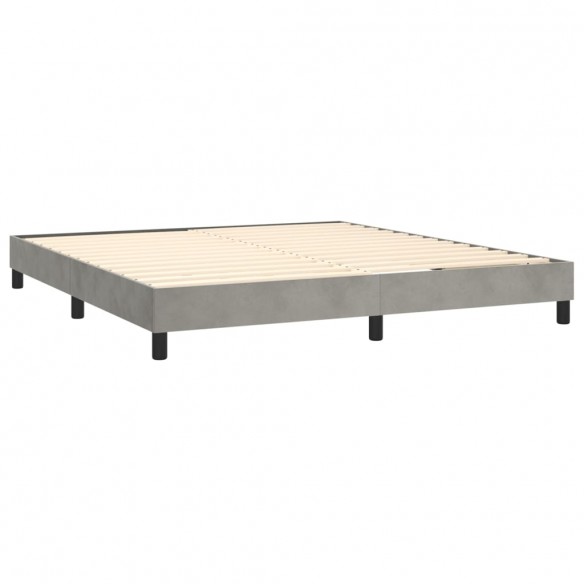 Cadre de lit et matelas Gris clair 160x200cm Velours