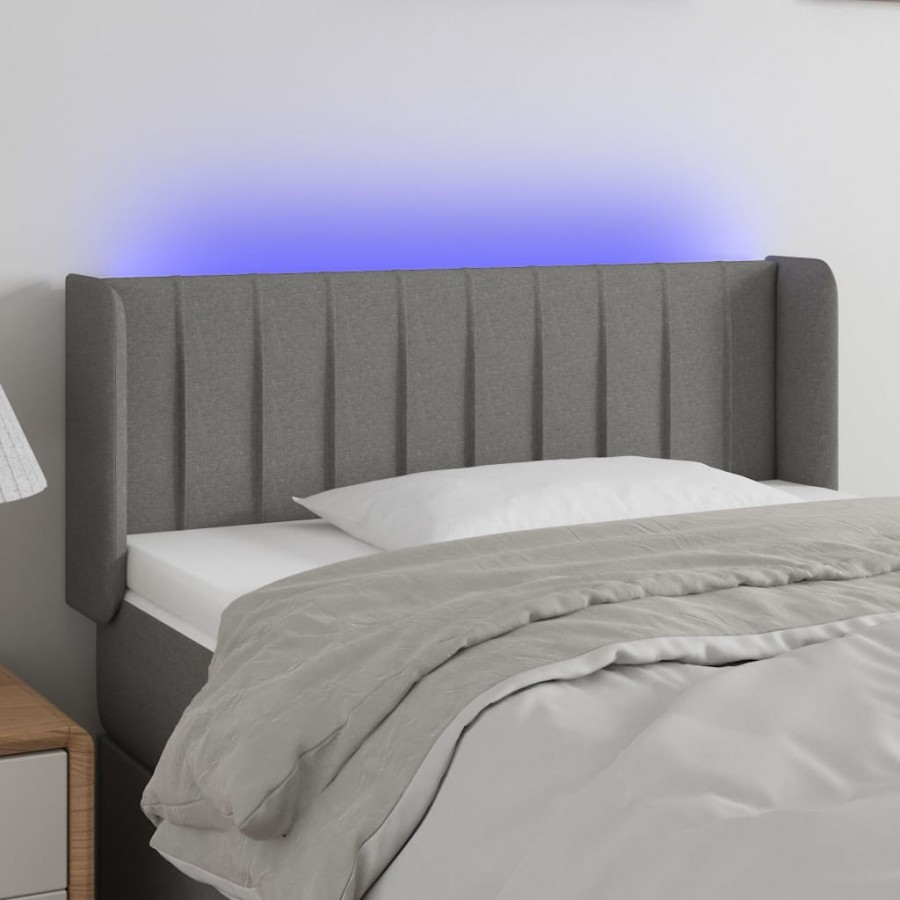 Tête de lit à LED Gris foncé 93x16x78/88 cm Tissu