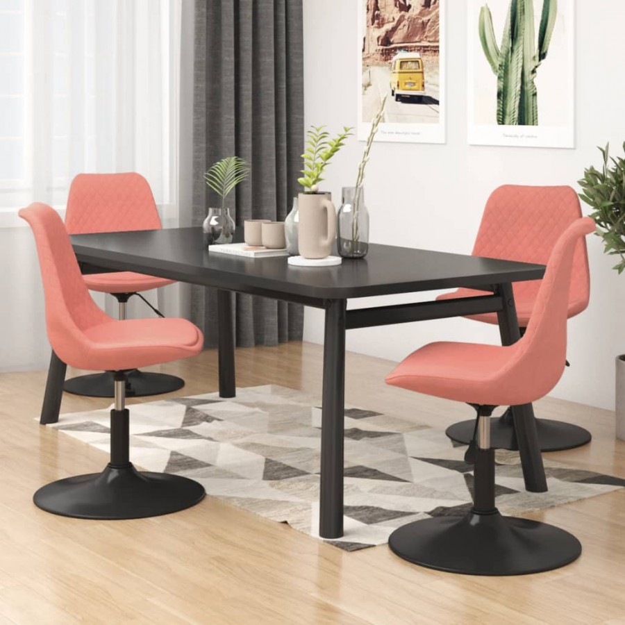 Chaises à dîner pivotantes 4 pcs Rose Velours