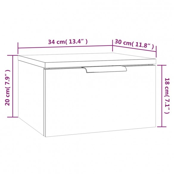 Table de chevet murale Blanc 34x30x20 cm