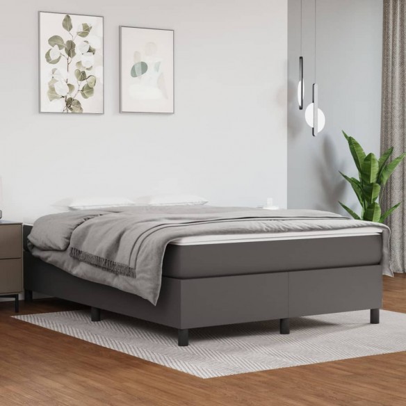 Cadre de lit avec matelas Gris 140x190 cm Similicuir