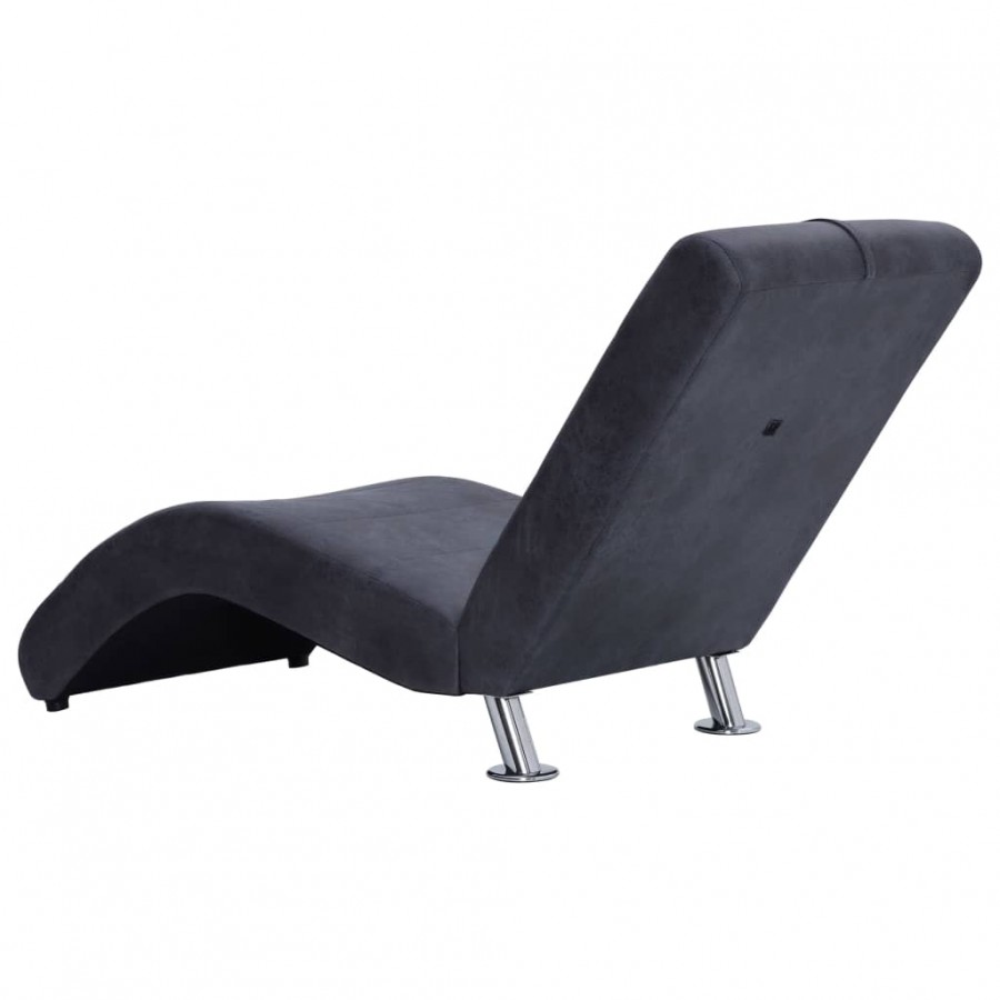Chaise longue avec oreiller Gris Similicuir daim Chaise longue avec oreiller Gris Similicuir daim