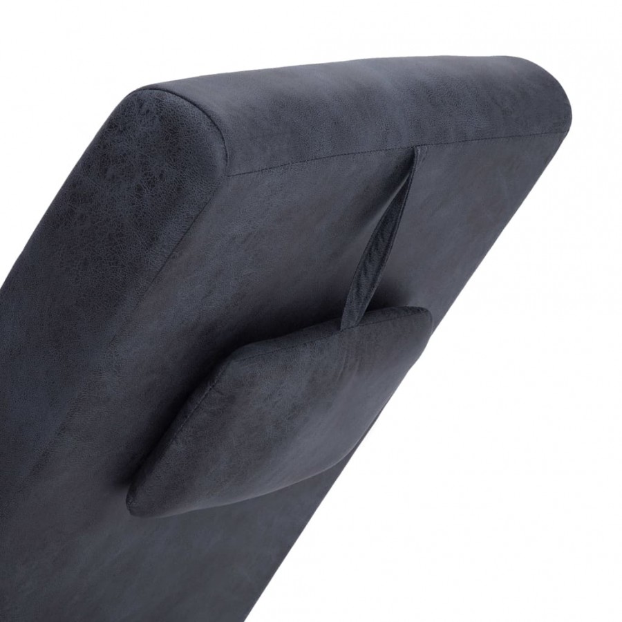 Chaise longue avec oreiller Gris Similicuir daim Chaise longue avec oreiller Gris Similicuir daim