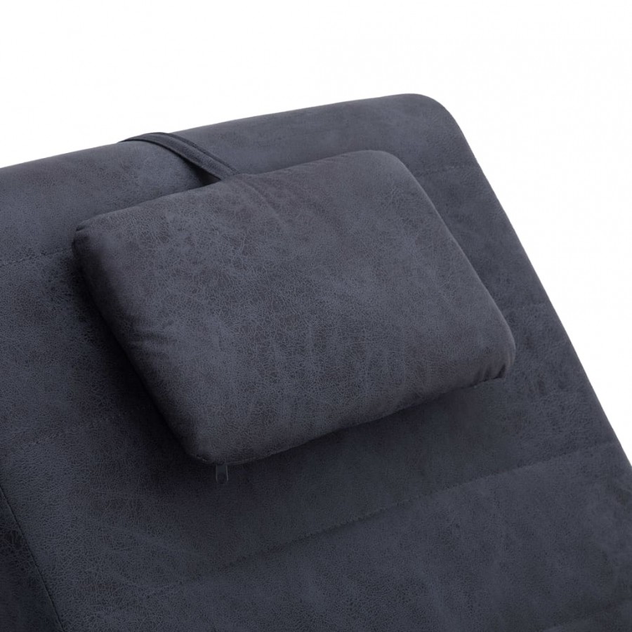 Chaise longue avec oreiller Gris Similicuir daim Chaise longue avec oreiller Gris Similicuir daim