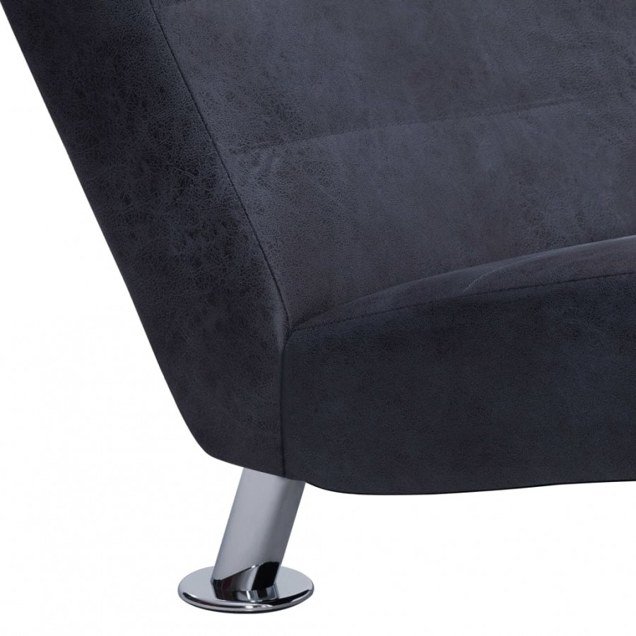 Chaise longue avec oreiller Gris Similicuir daim Chaise longue avec oreiller Gris Similicuir daim