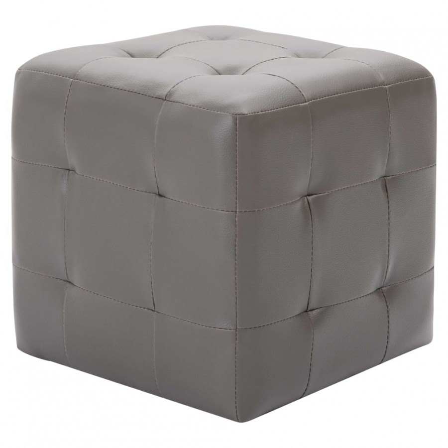 2 pcs Poufs Gris 30 x 30 x 30 cm Similicuir 2 pcs Poufs Gris 30 x 30 x 30 cm Similicuir
