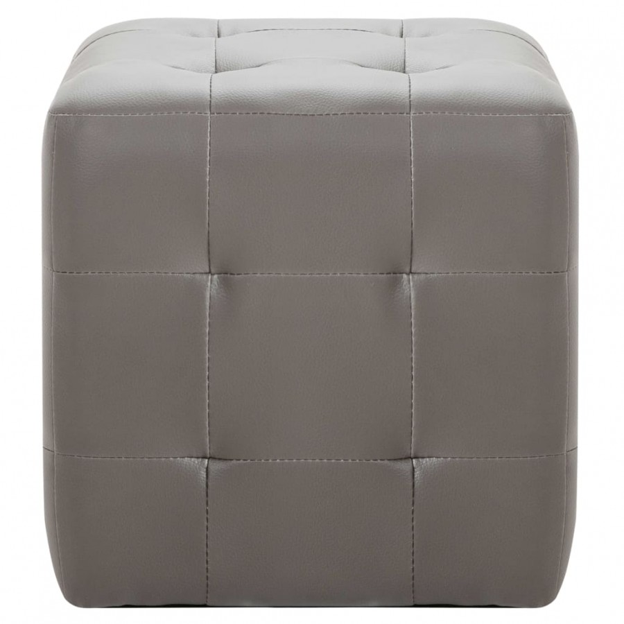 2 pcs Poufs Gris 30 x 30 x 30 cm Similicuir 2 pcs Poufs Gris 30 x 30 x 30 cm Similicuir