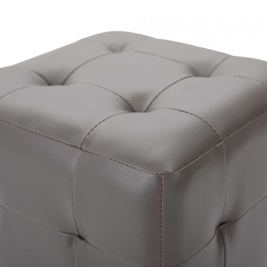 2 pcs Poufs Gris 30 x 30 x 30 cm Similicuir 2 pcs Poufs Gris 30 x 30 x 30 cm Similicuir