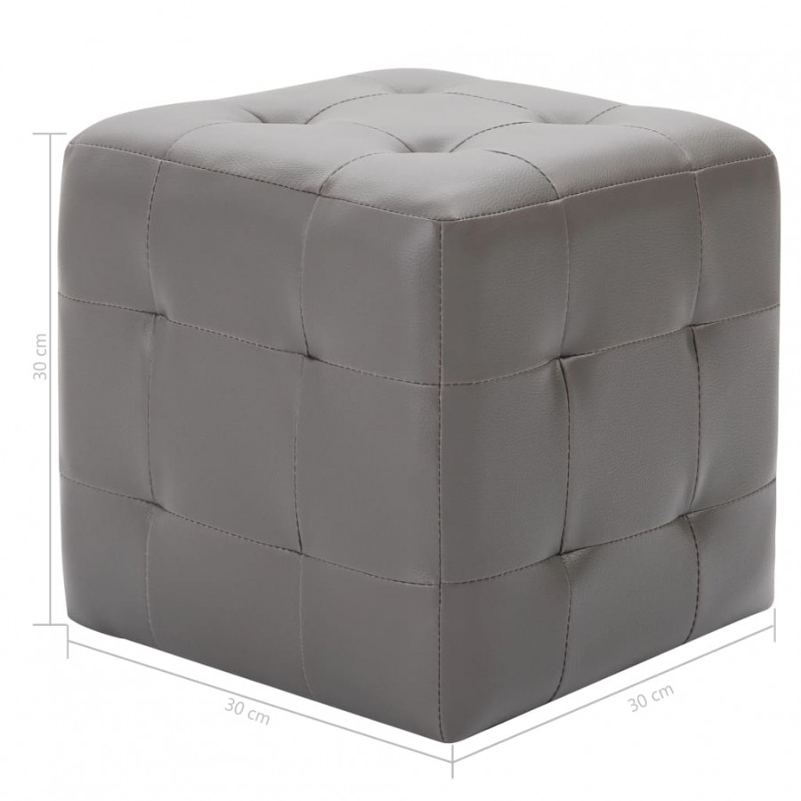2 pcs Poufs Gris 30 x 30 x 30 cm Similicuir 2 pcs Poufs Gris 30 x 30 x 30 cm Similicuir