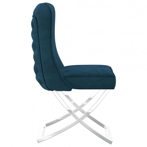 Chaise de salle à manger Bleu 53x52x98 cm Velours et inox