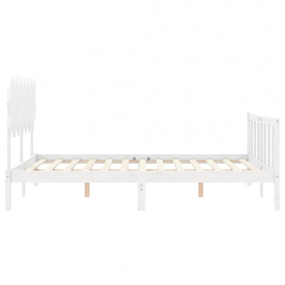 Cadre de lit avec tête de lit blanc 140x190 cm bois massif