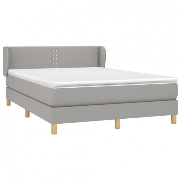 Sommier à lattes de lit avec matelas Gris clair 140x200cm Tissu