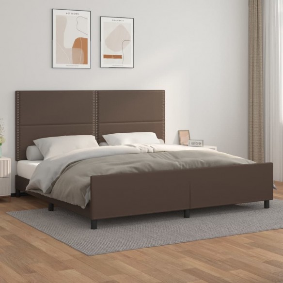 Cadre de lit avec tête de lit Marron 200x200 cm Similicuir