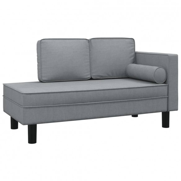 Chaise longue avec coussins et traversin gris clair tissu