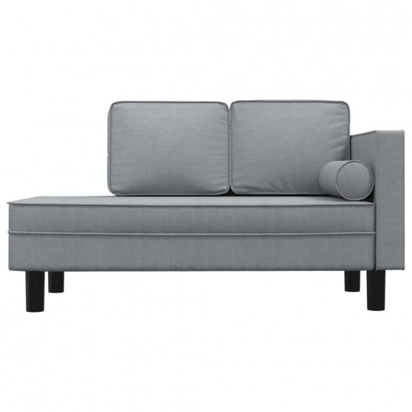 Chaise longue avec coussins et traversin gris clair tissu