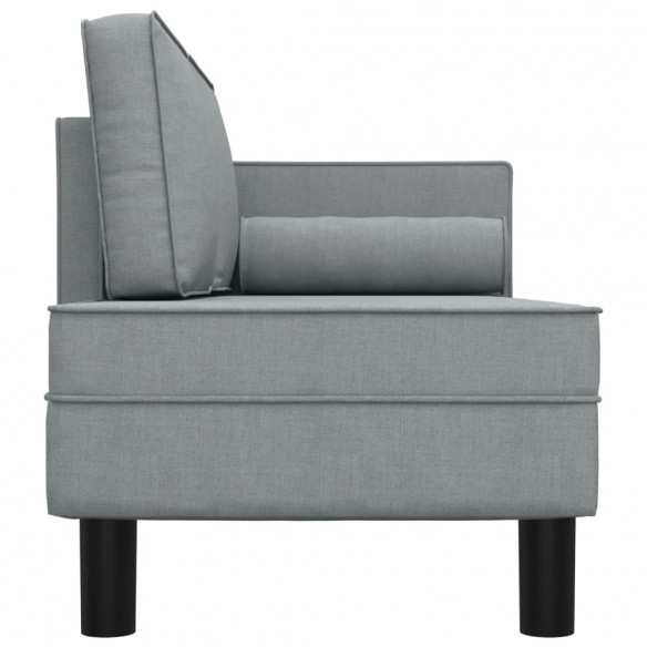 Chaise longue avec coussins et traversin gris clair tissu