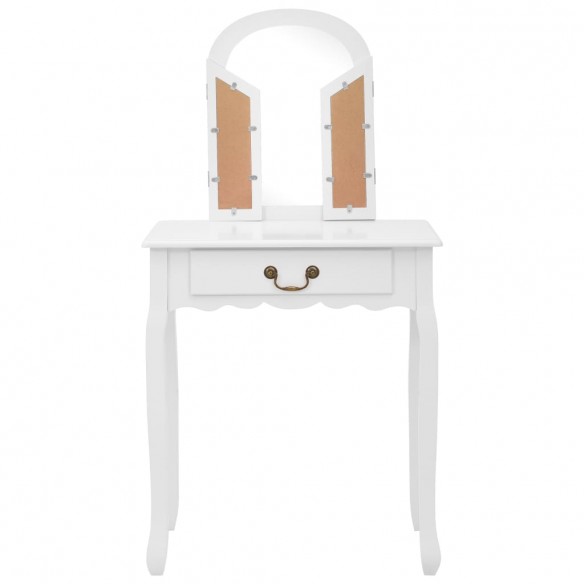 Coiffeuse et tabouret Blanc 65x36x128 cm Bois de paulownia MDF