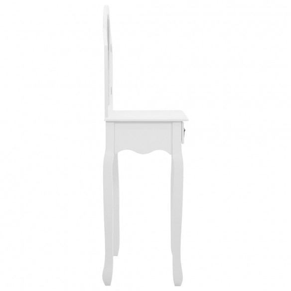 Coiffeuse et tabouret Blanc 65x36x128 cm Bois de paulownia MDF