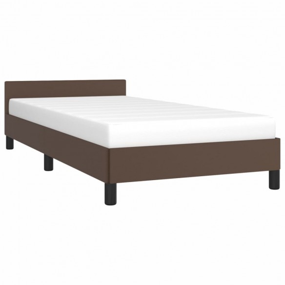 Cadre de lit avec tête de lit Marron 80x200 cm Similicuir